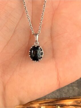 Sterling Silver DJoy Black Jade Pendant Necklace - Elegant Women’s Jewelry